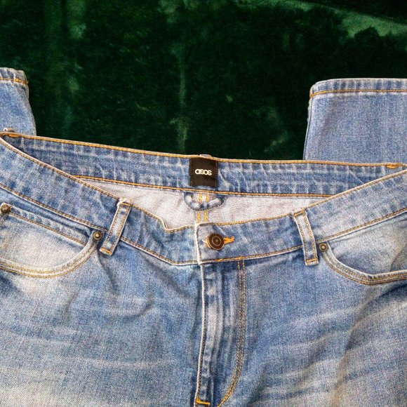 ASOS Distressed Denim Blue Jeans Sz 34 - Picture 7 of 13